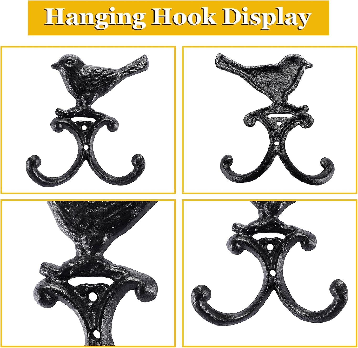 OwnMy Cast Iron Bird Hooks for Wall Bird Hook Decorative Bird Towel Hook