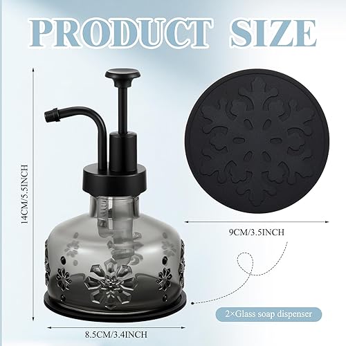 Miniatura 2 de Tioncy Dispensador de jabón antiguo para cocina, baño, dispensador de bomba de jabón de vidrio, recargable, rústico, decorativo, gótico, pequeño,