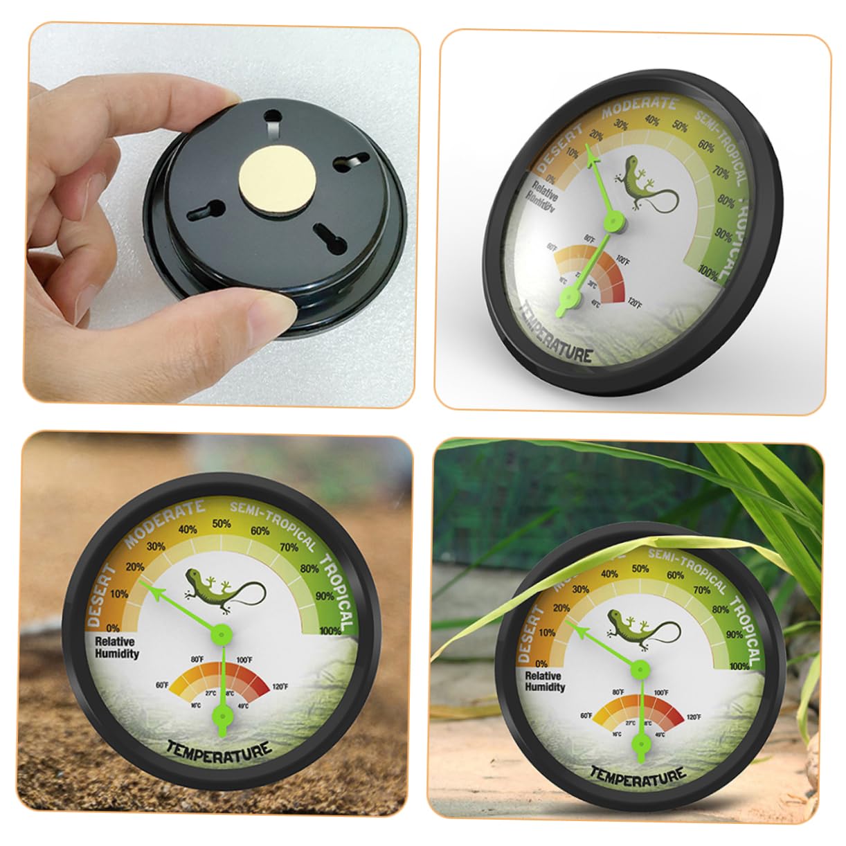 Toyvian High Precision Thermometer Hygrometer for Reptile and Turtle Tanks Humidity Detector Easy Read Humidity Measurement for Long Term