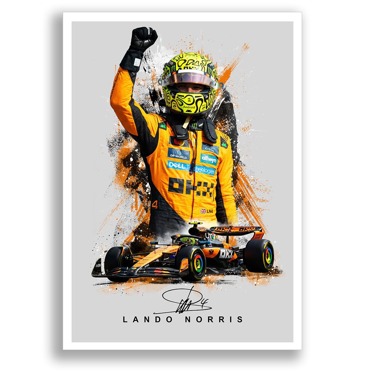 Lando Norris signed photo F1 helmet 2025 season poster print autograph framed display memorabilia gift (Lando 2025 A4 Poster Only) โ image 1