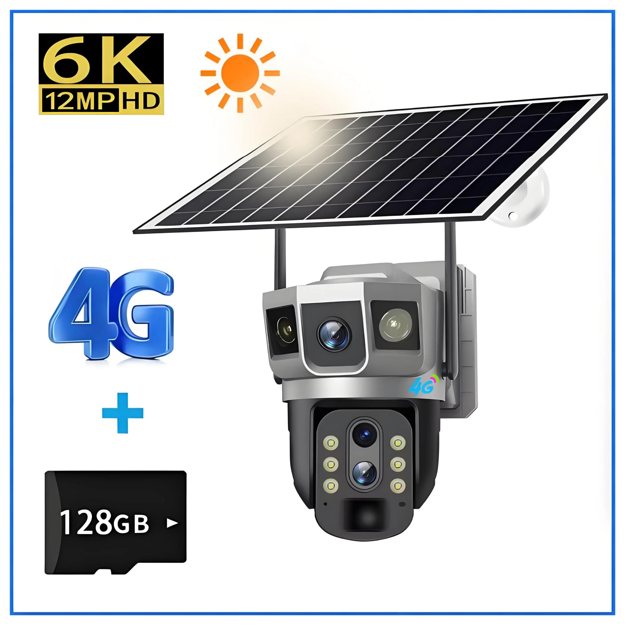 Caméra de sécurité Solaire 4G PTZ 12MP 6K