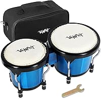Vista 11 de Juego de Bongós de 4'' y 5'' para Adultos Principiantes, Bongós Naturales Afinables, Instrumentos de Percusión con Llave de Afinación y Caja