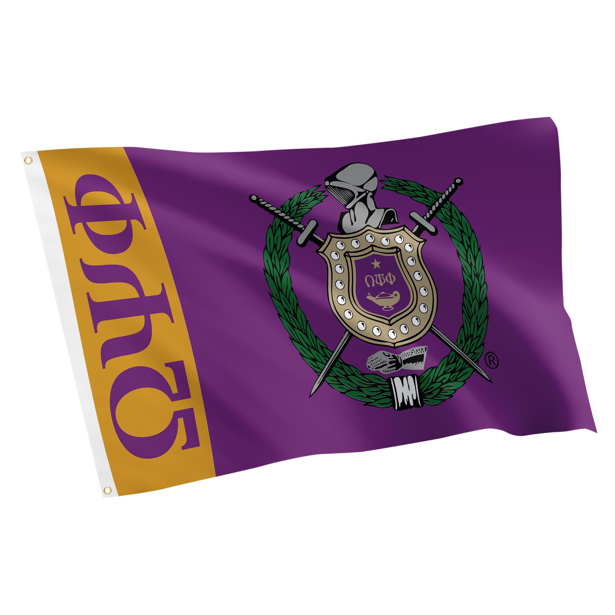 Bandera griega Omega Psi Phi Bandera de fraternidad Bandera griega grande 3 pies x 5 pies Decoración (diseño B)