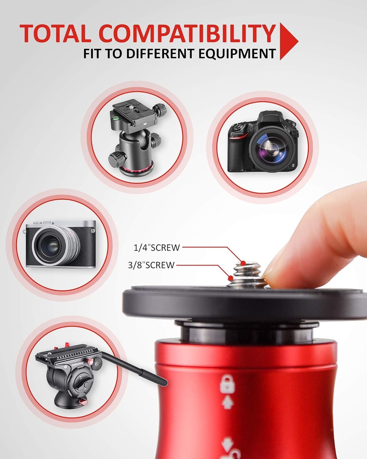 IFOOTAGE A180 II 71" Camera Monopod, Aluminum Video Monopods, Professional Monopod with Foot Compatibility DSLR Cameras Camcorders, New and Good Item with Defective Box