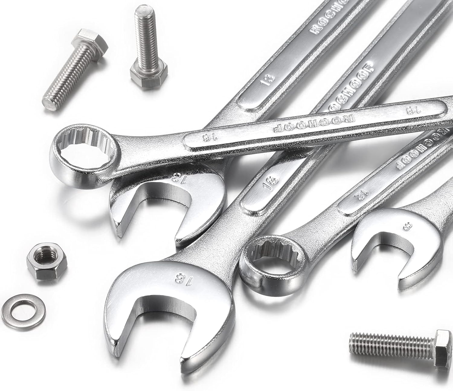 Combination Wrench Set,33-Piece Chrome Vanadium Steel Wrench Set 12-Point SAE & Metric Wrenches 1/4"-1" and 6-22mm with Rolling Pouch