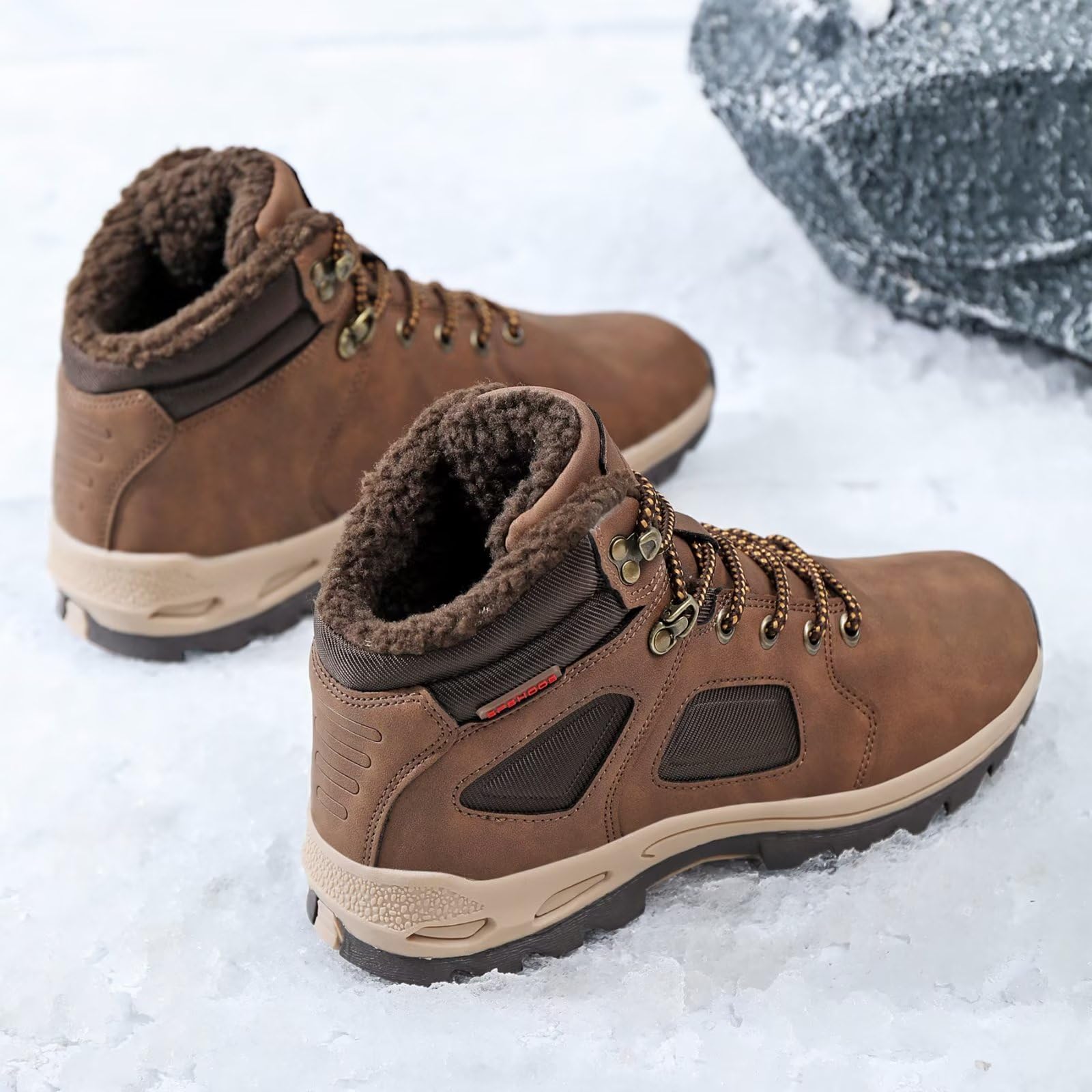 Stivali da Neve Uomo Caldo Stivali Invernali Impermeabile | Antiscivolo Scarpe da Inverno Comode Trekking Boots Outdoor Sneakers da Trekking