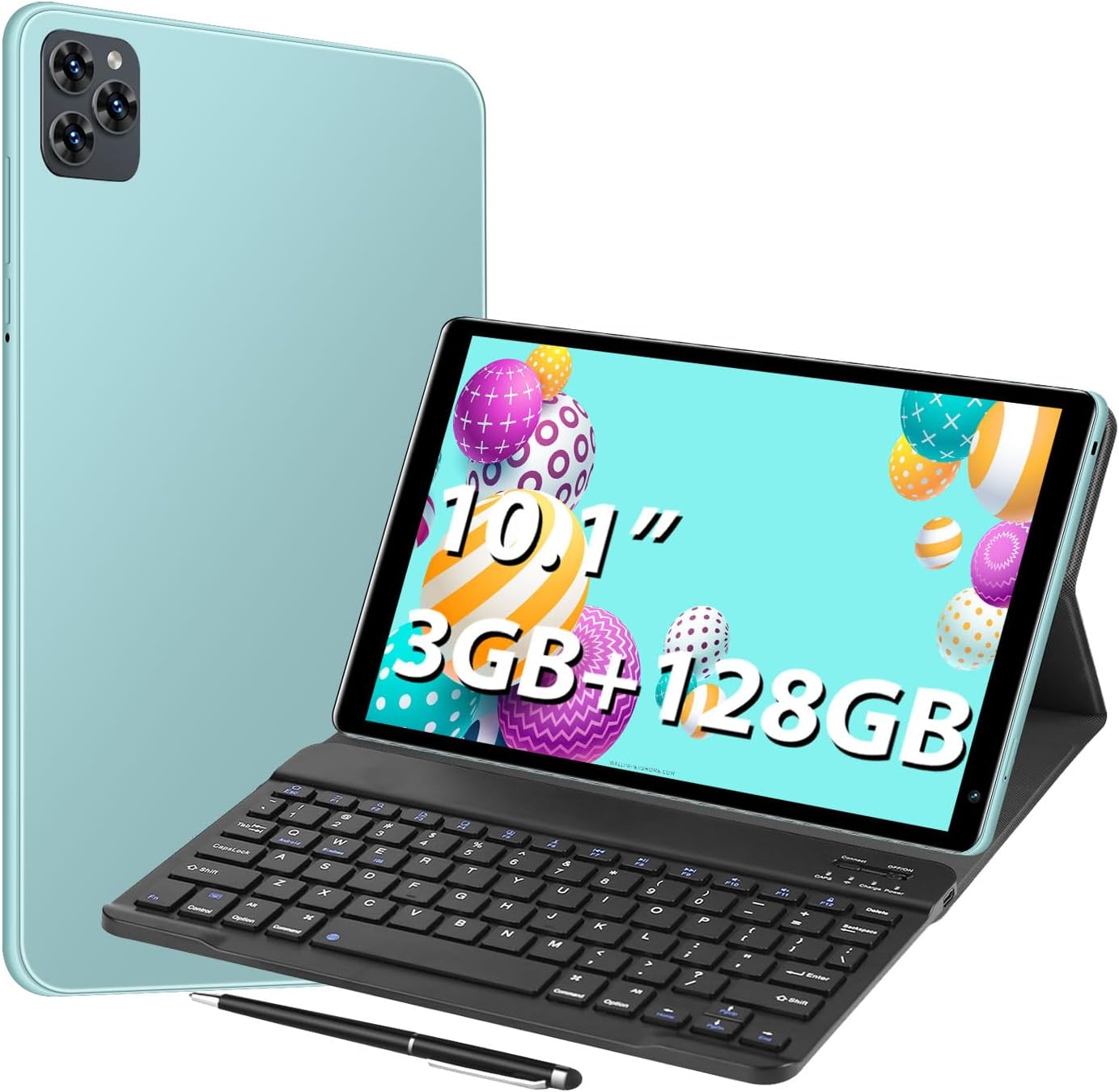 10.1inch Android 8.1 Tablet, 8-Core Tablet PC with Keyboard & Cases, 3GB+128GB(TF 256G), Dual 4G SIM, T860 GPU, BT5.0, GPS, WiFi 5, Face Unlock, Dual Cameras, 5000mAh Battery (Gray, 5)