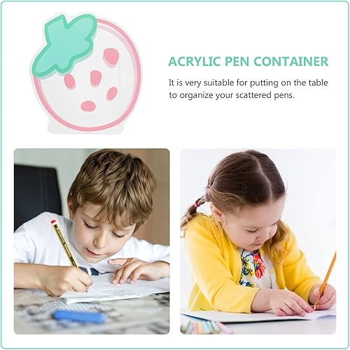 Miniatura 9 de Beaupretty Soporte para brochas de maquillaje de acrílico, con forma de dibujos animados, soporte para lápices de escritorio transparente,