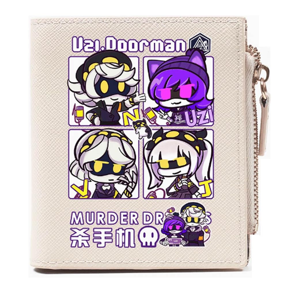 Murder Uzi Drone PU Leather Wallet | Stylish Bifold Card Holder Small Purse with Zipper Coin Pocket | Multicard Wallets Coin Purse for Cash, Coin, Card, Bill (White-1)