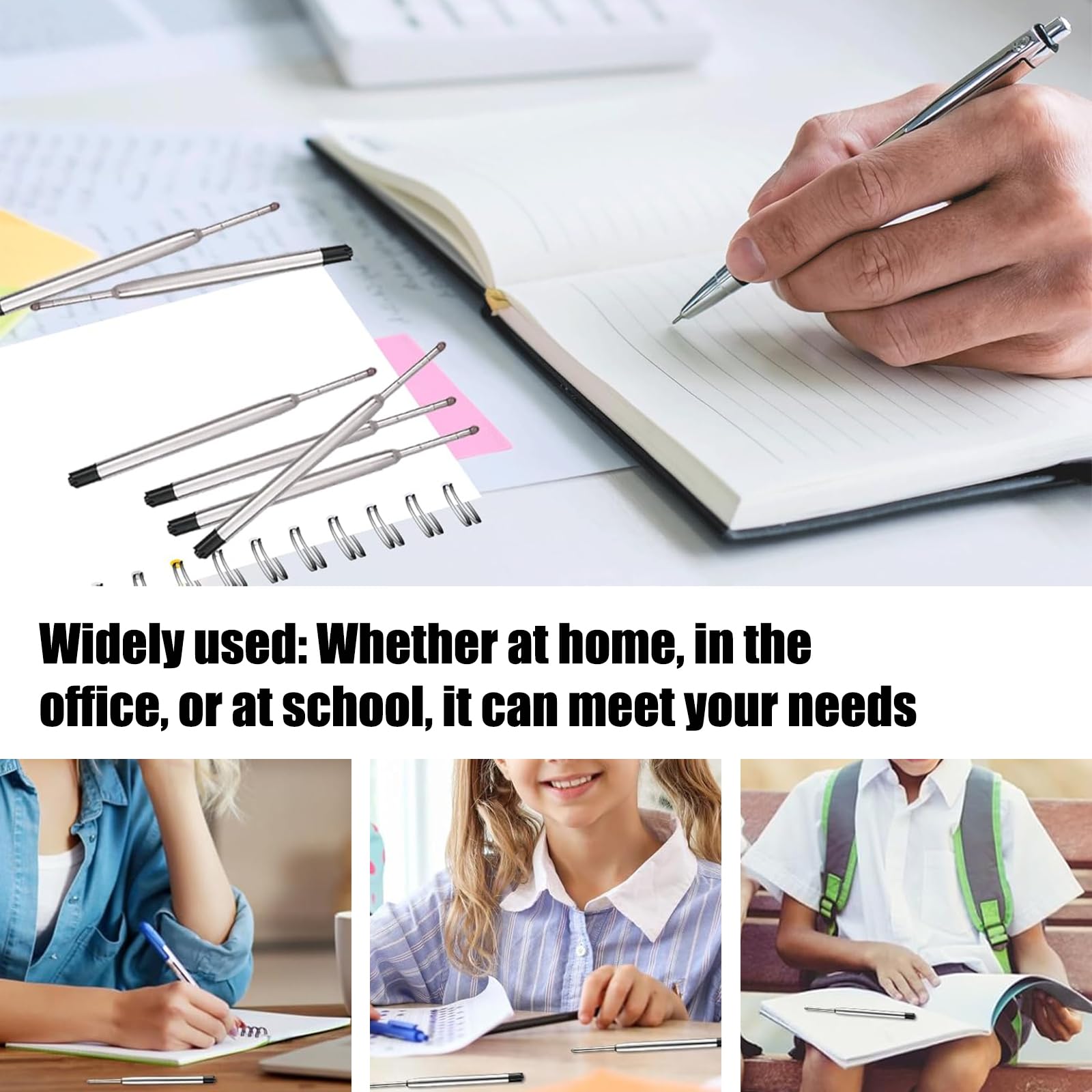 20 PCS Applies to Parker Pen Refills,Pen Refills Black Ballpoint,0.7mm Applies to Parker Rollerball Refill,Biro Refills,Suitable for Most Ballpoint Pens (Black) - Image 2