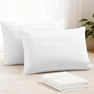 puredown® Goose Feather Down Pillows Set of 2 with 100% Cotton Cover, Hotel Collection Pillows, Standard/Queen Size for Stomach, Side & Back Sleepers