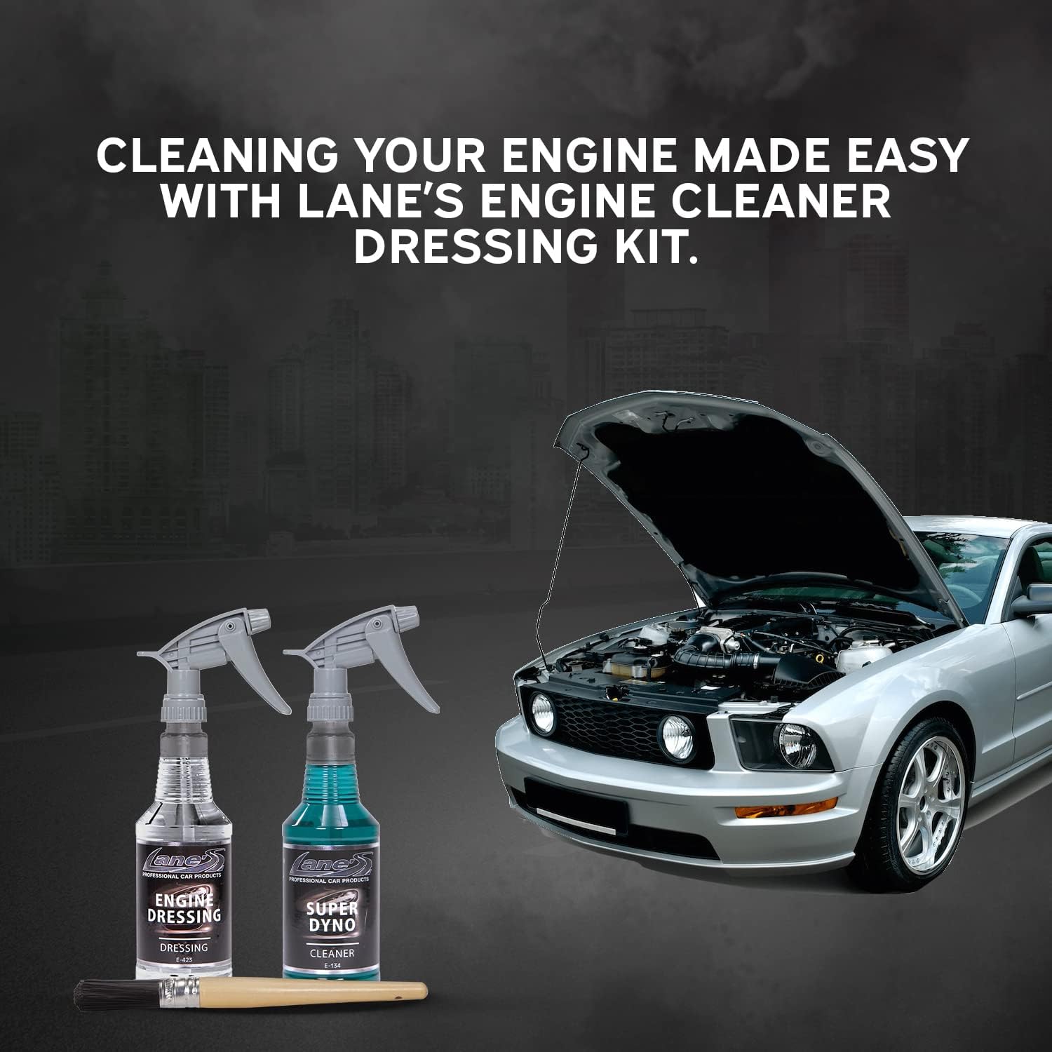 LANE'S Engine Cleaner & Dressing Kit - Powerful Deep Clean - Concentrated Engine Cleaner Degreaser - Concentrated Engine Cleaner Degreaser - 32 OZ
