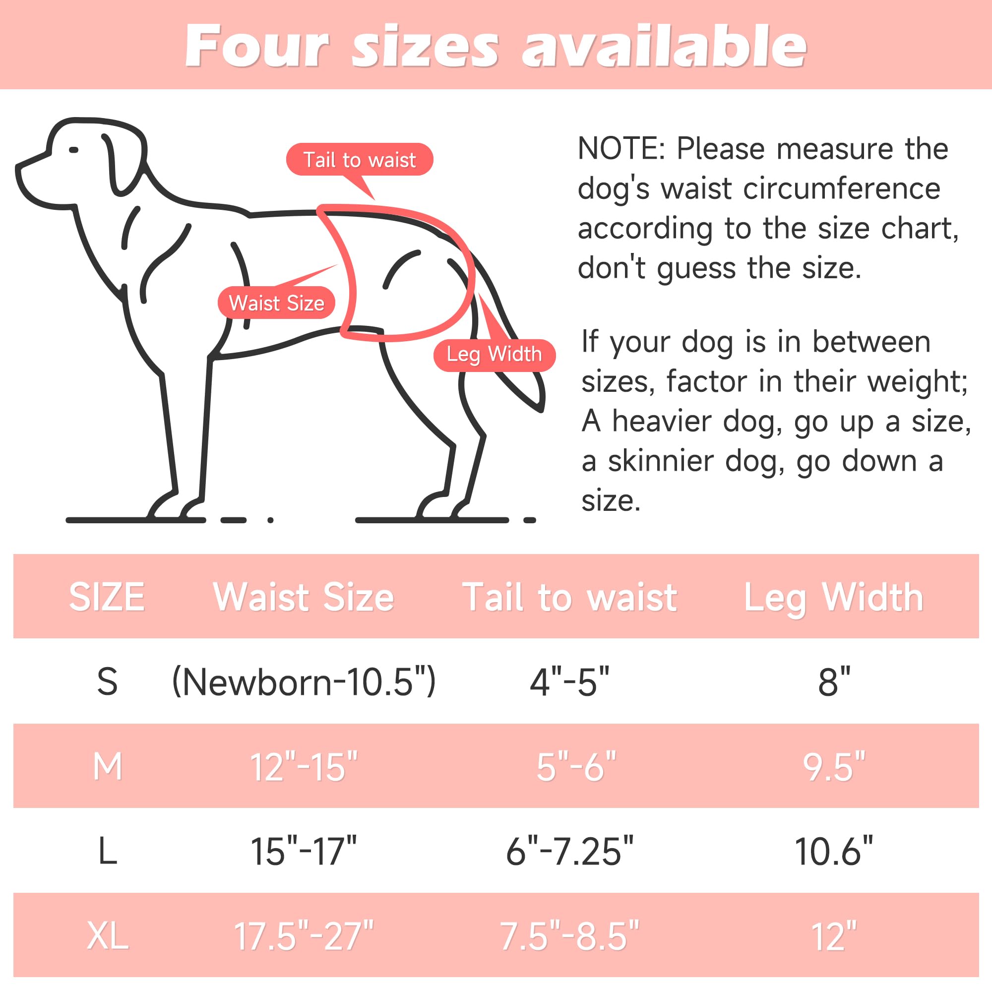 Pañales Lavables para Perras (Paquete de 4 + 1 Tirantes), Reutilizables, para Perritos, Cachorros, Bragas, Banda para el Vientre para el período de Calor de Las Mascotas, para el período de Calor de