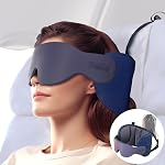 Inspireyes Travel Pillow for Airplanes, 360° Support Airplane Pillow with Eye Mask, Prevent Head Bobbing, Head Stabilized with Seat Strap, Travel Essentials for Long Flight Sleep, Light Black