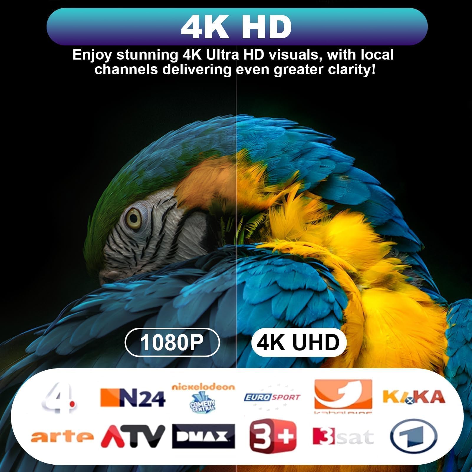 Antenne TV Intérieur Puissante TNT HD DVB-T/DVB-T2 Base Magnétique 3M Câble Coaxial Réception 360° 1080P 4K
