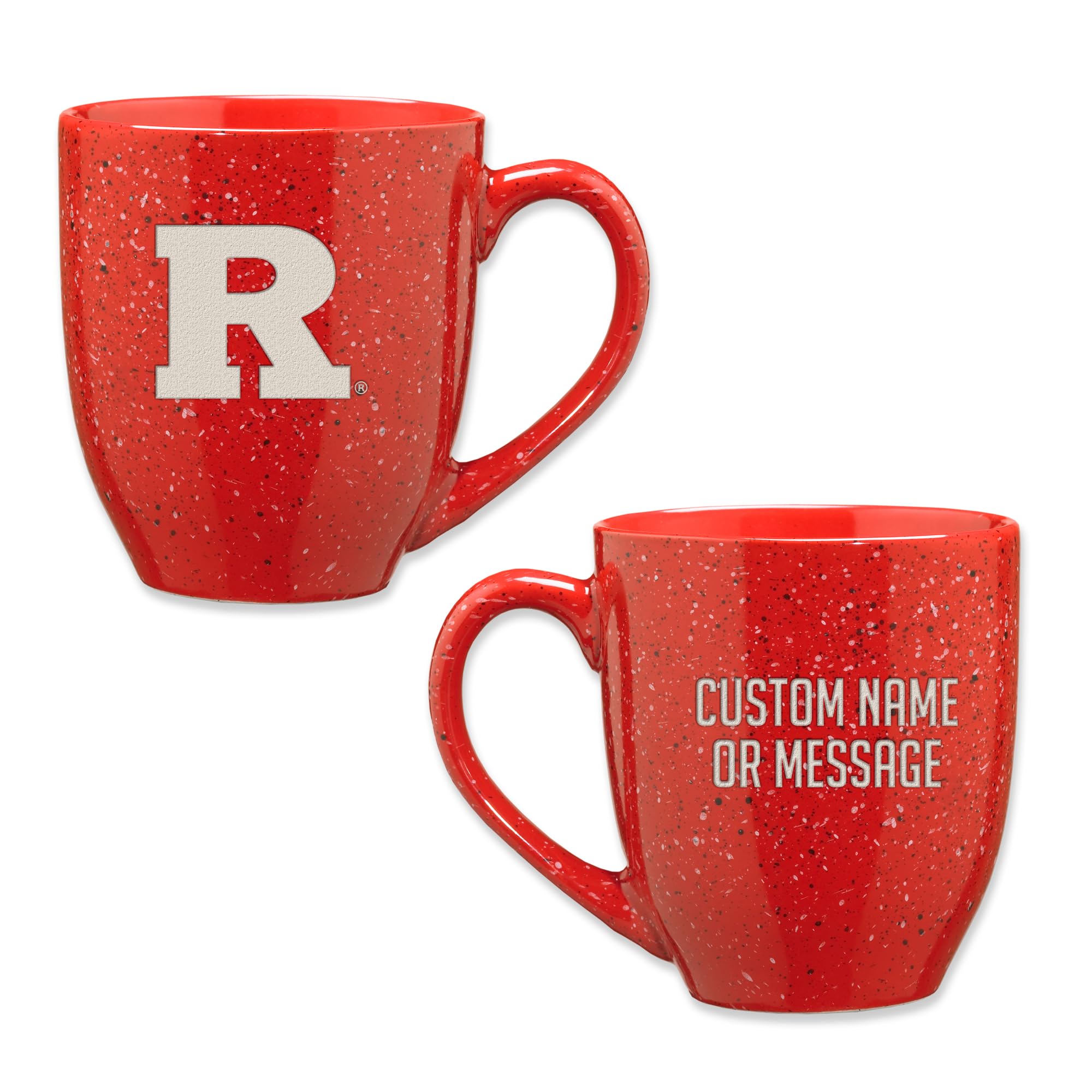 Rico Industries NCAA Rutgers Scarlet Knights Red Personalized 16 oz Team Color Laser Engraved Speckled Ceramic Coffee Mug