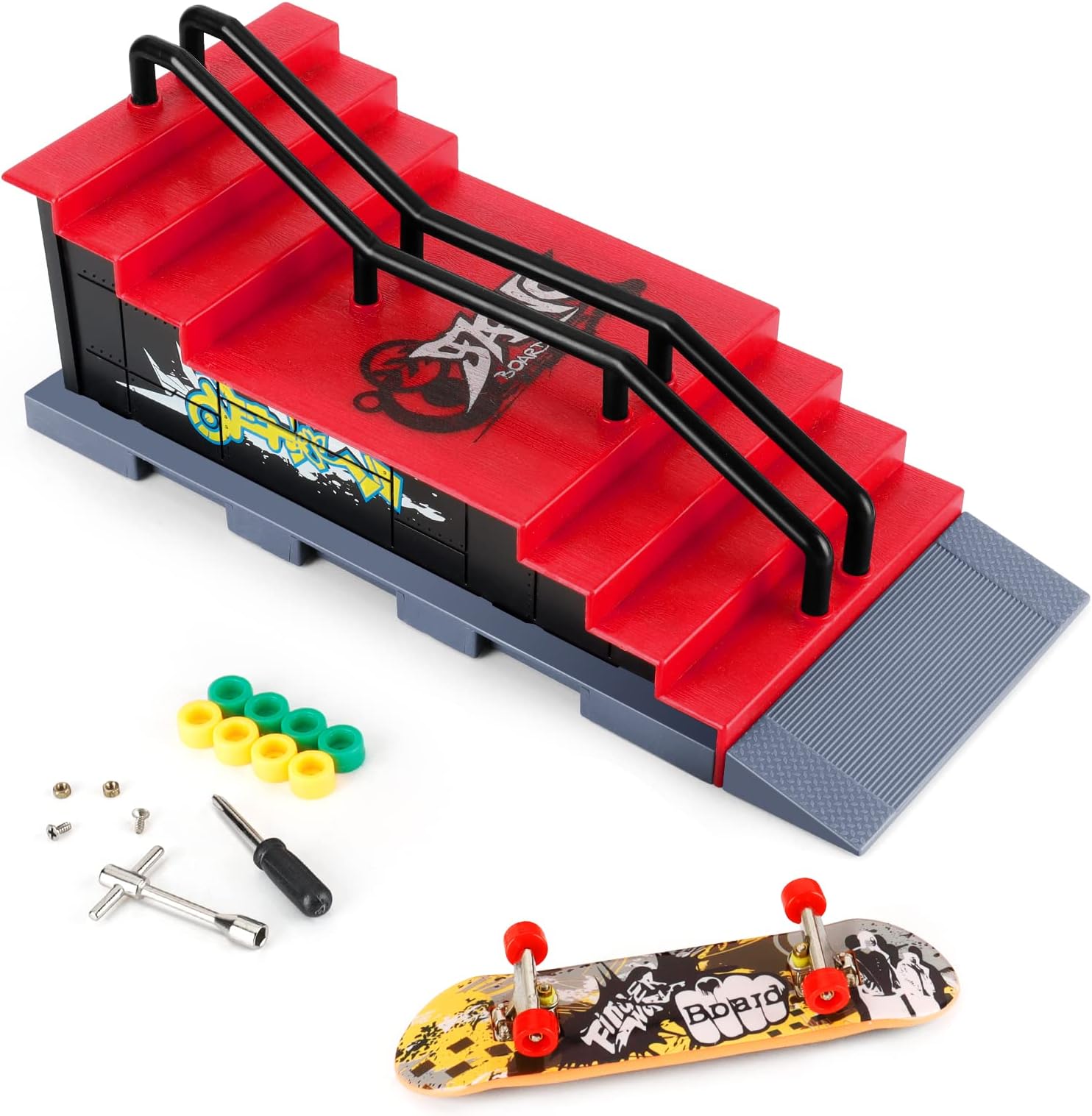 CS COSDDIFinger Skateboard and Ramp Accessory Set, Fingerboard Skate Park Toy Set, DIY Assembly Skate Park Kit, Finger Toy with Ramp Parks for Finger Sports, Gift for Children (Scene F)