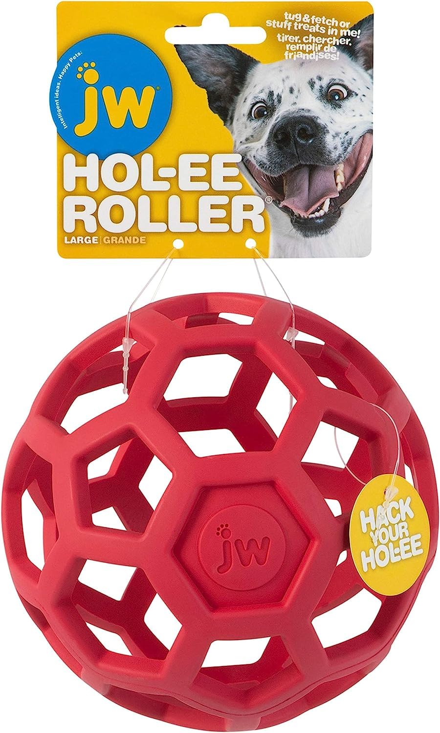 JW Mascota Hueca Pelota HOLEE para Perros Rebota Se Muerde Grande 16.51 cm 3PACK