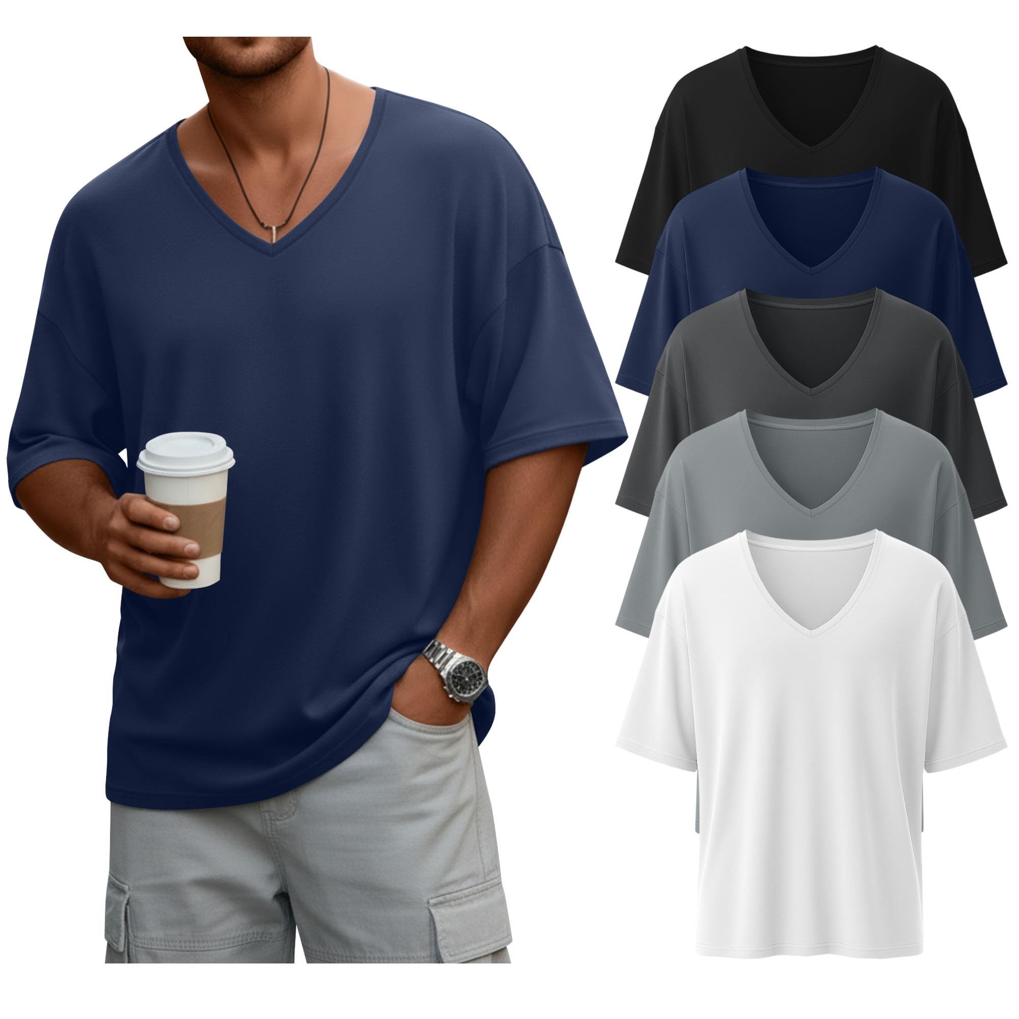 50% Off 5-Pack Men's V-Neck T-Shirts - Neer Combo