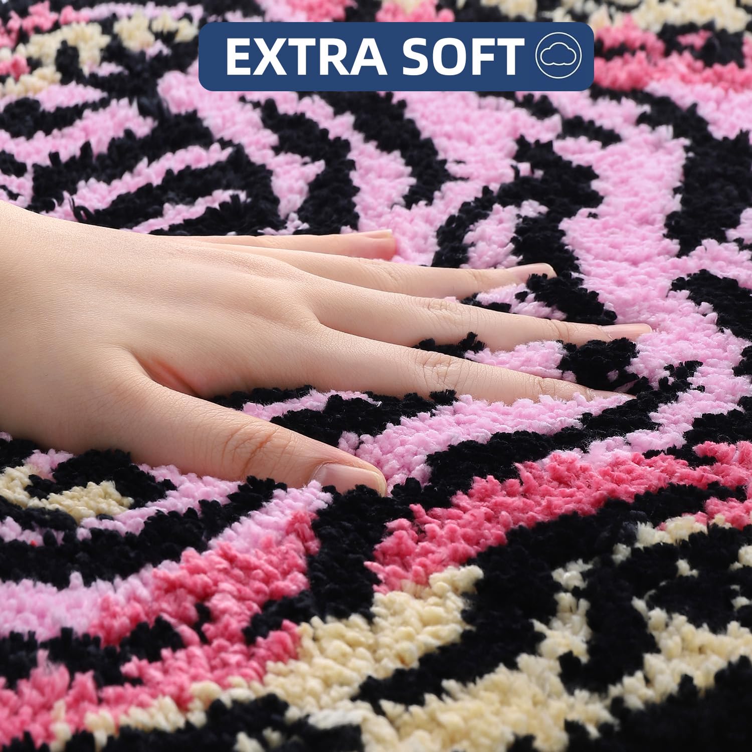 COMBLUE Tappeto da bagno con tigre, 101 x 61 cm, extra morbido e assorbente, in microfibra, motivo stravagante, antiscivolo, per camera da letto e soggiorno, lavabile in lavatrice, rosa