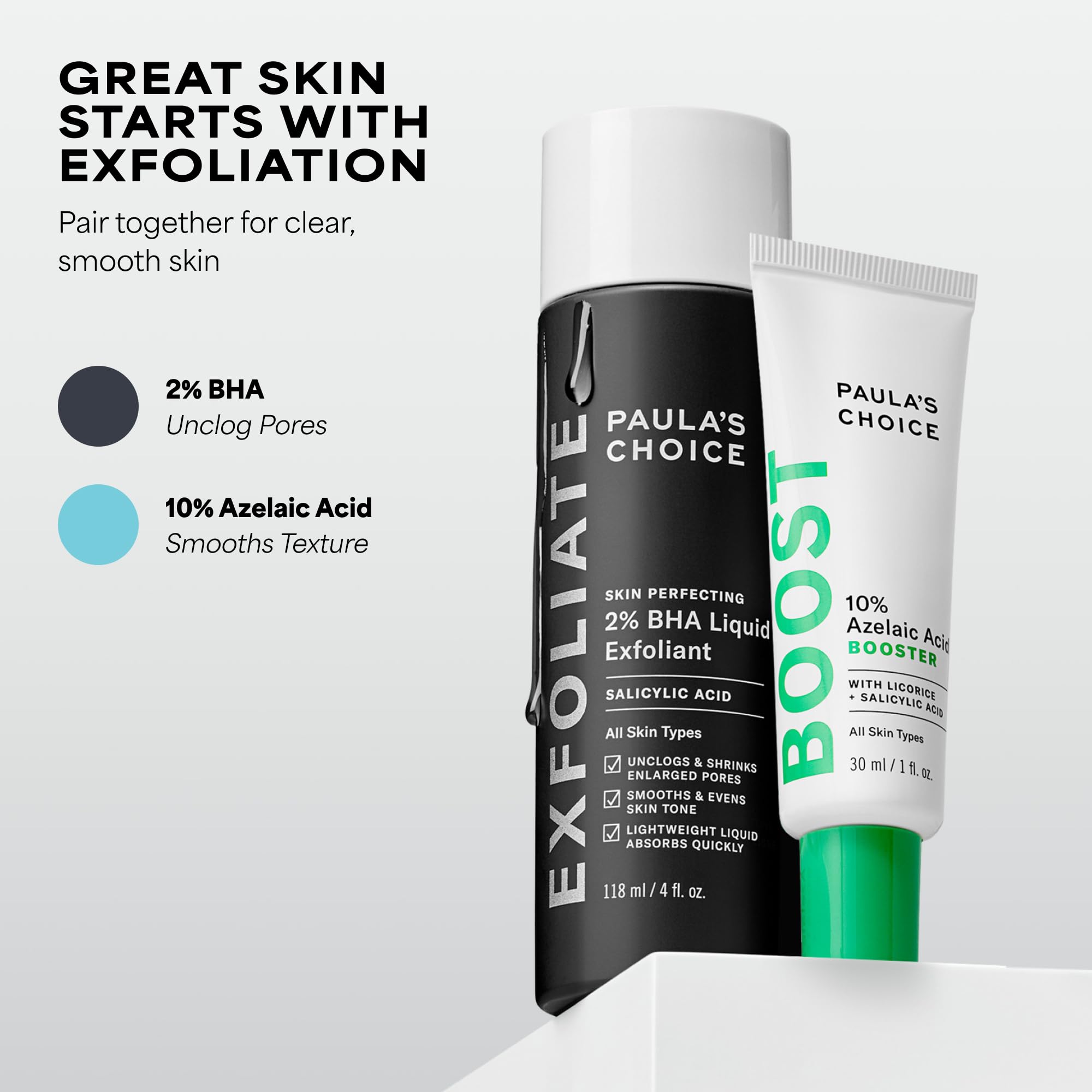 Paula's Choice Azelainsäure Booster, Gesichtsbehandlung, 30 ml | Gesichtsserum - Reduziert Pigmentflecken, Pickelmale & Unreine Haut - Anti Aging - Matter Teint - mit Salicylsäure