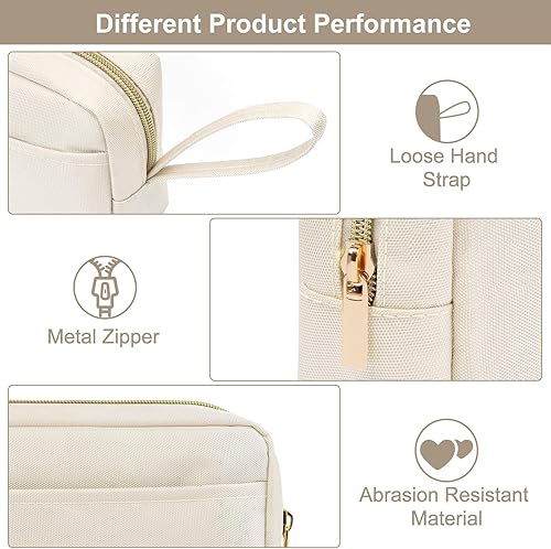 Miniatura 4 de MAANGE Bolsa de cosméticos de maquillaje organizador de viaje para accesorios, artículos de tocador, cosméticos, Beige-2 piezas, Bolsas de