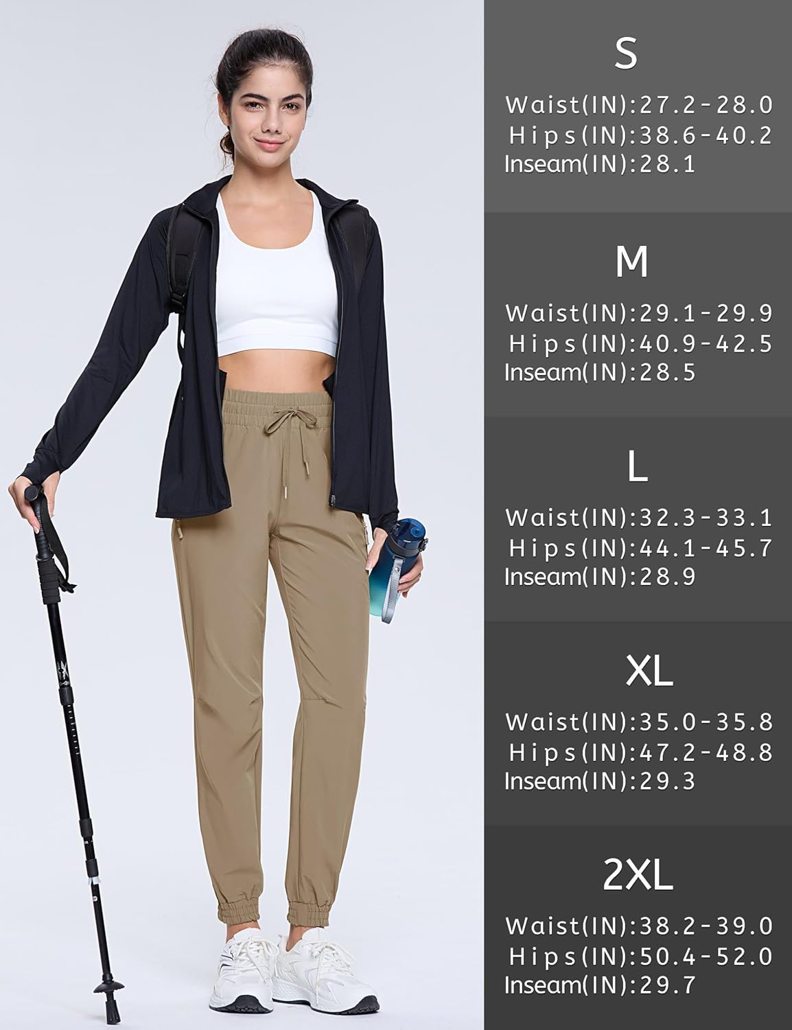 TACVASEN Women's Joggers Lightweight Quick Dry Hiking Pants with Pockets Athletic Travel Workout Summer Water Resistant - Image 7