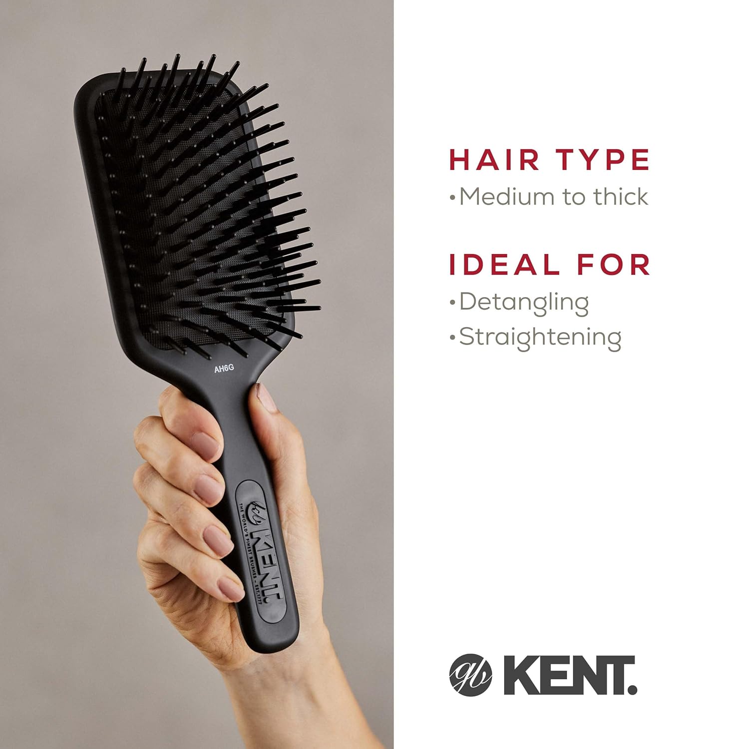Kent AH6G Airhedz Cushion Paddle Brush - Scalp Massager and Detangler Brush - The Hair Brush for Thick Hair - Scalp Massager and Growth Stimulator - Hair Detangler and Curly Hair Brush - Image 6