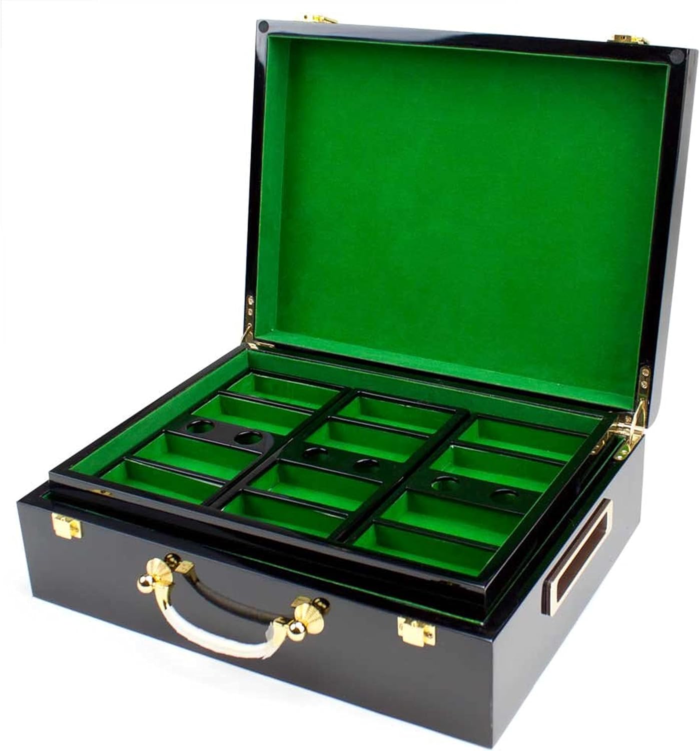 Brybelly Wooden Poker Chip Case, Suit Symbol Design, High Gloss, Holds 500 Chips