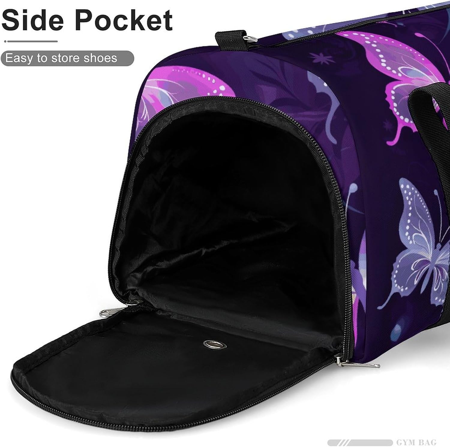 Gym Bag for Men Travel Duffle Bag Purple Butterfly Tote Bag Weekender Duffel Bag Weekender Bag for Sports