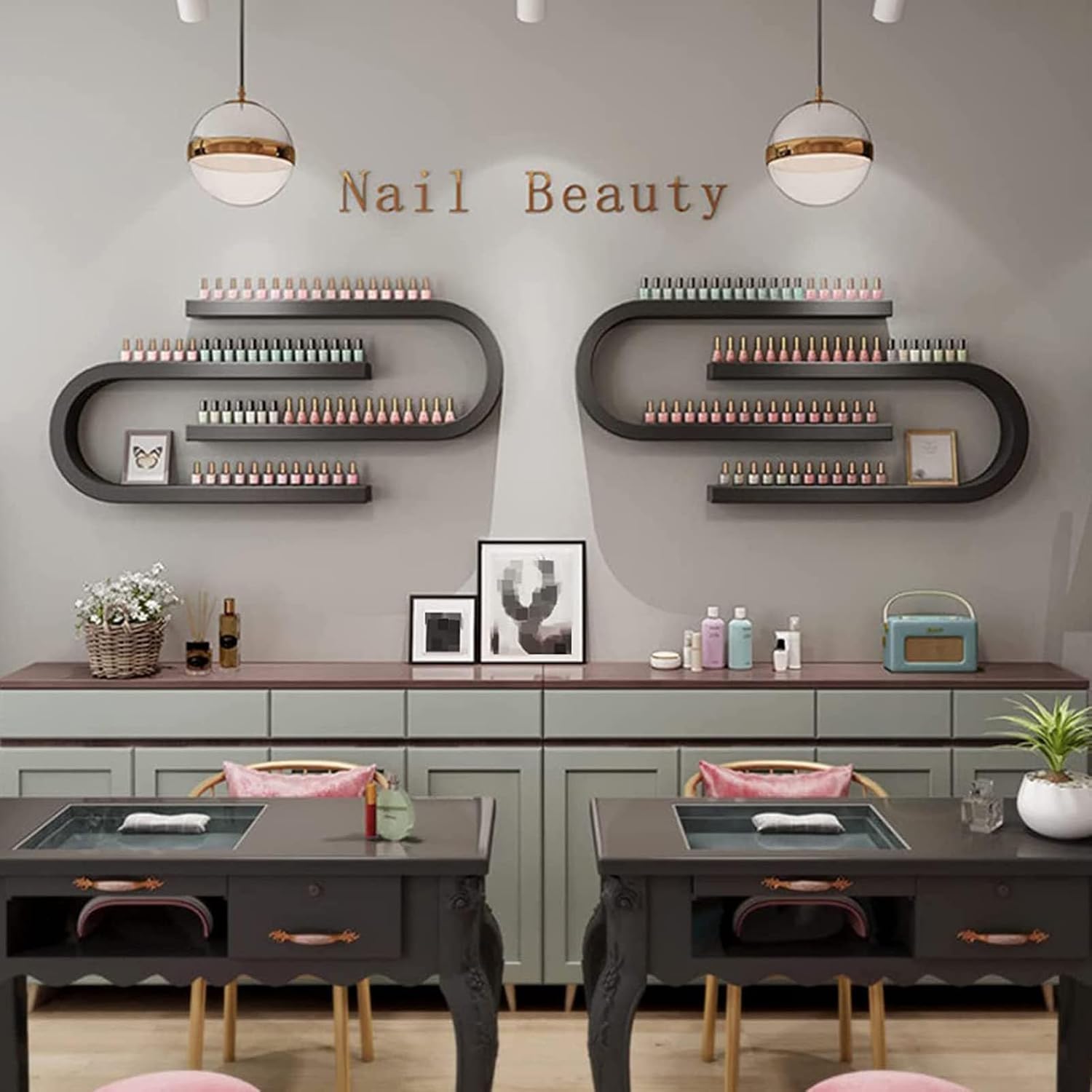Scaffali per Smalti per Unghie Montati Parete, Portaoggetti for profumi di oli essenziali a forma di U, espositore for riporre smalti/trucchi/cosmetici/profumi da appendere alla parete(4-piece set)