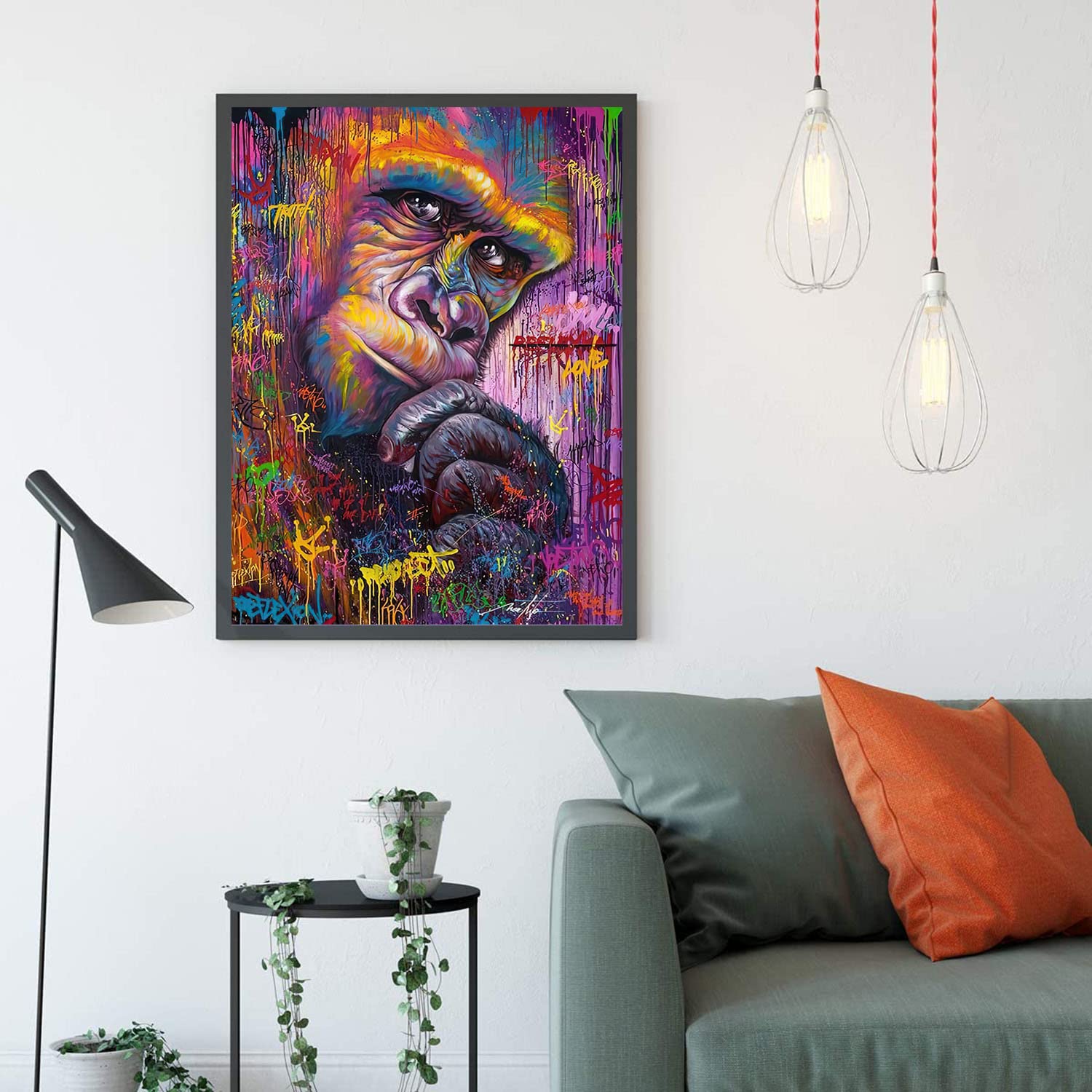 Biuteawal Affen-Wandkunst – 3-teilig, 40x80 Cm, Leinwanddruck Mit Gorilla & Musikbrille