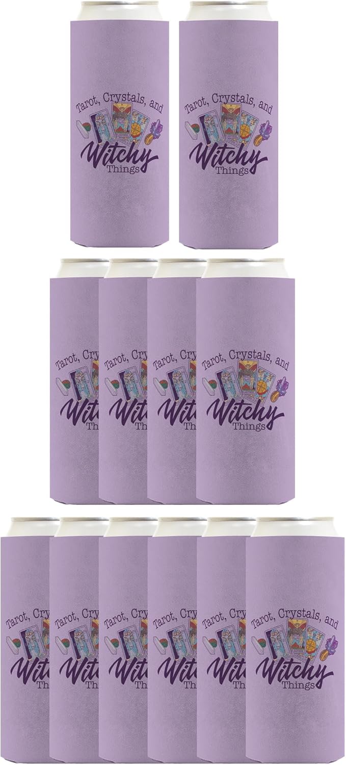 Halloween Witch Gift Tarot Crystals And Witchy Things 12-Pack Ultra Slim Can Thermocoolers