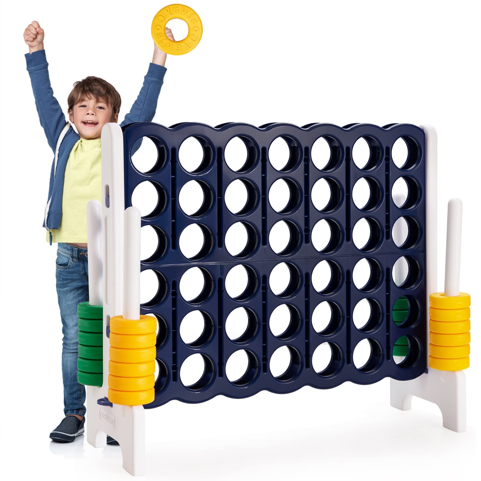 COSTWAY 4 op een rij spel opbergtas, draagtas voor Jumbo 4 op een rij, 4 op een rij spel draagtas met ergonomisch handvat & duurzame ritssluiting, (spel niet inbegrepen) (Klein
