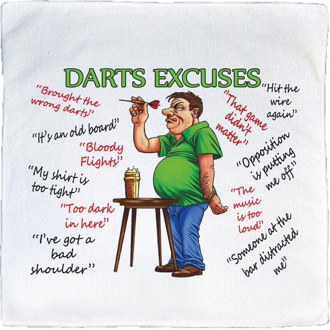 Personalised4u Standard Darts Excuses Microfibre Cleaning Cloth - Perfect For Wiping Slippery Darts Or Hands (Standard)