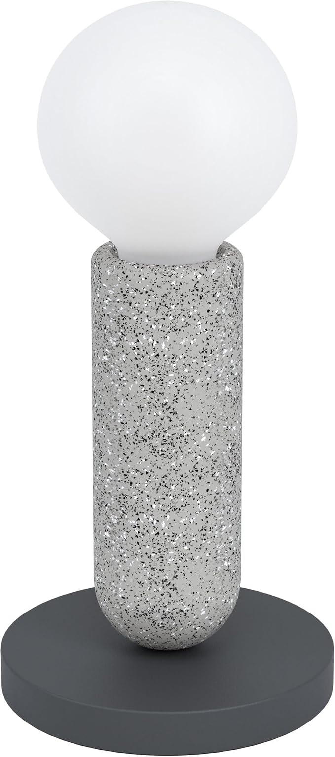 Eglo Eglo Giaconecchia Tafellamp, 1 lichtpunt, E27-fitting, schakelaar, vintage/modern, staal/terrazzo, antraciet/grijs, voor woonkamer