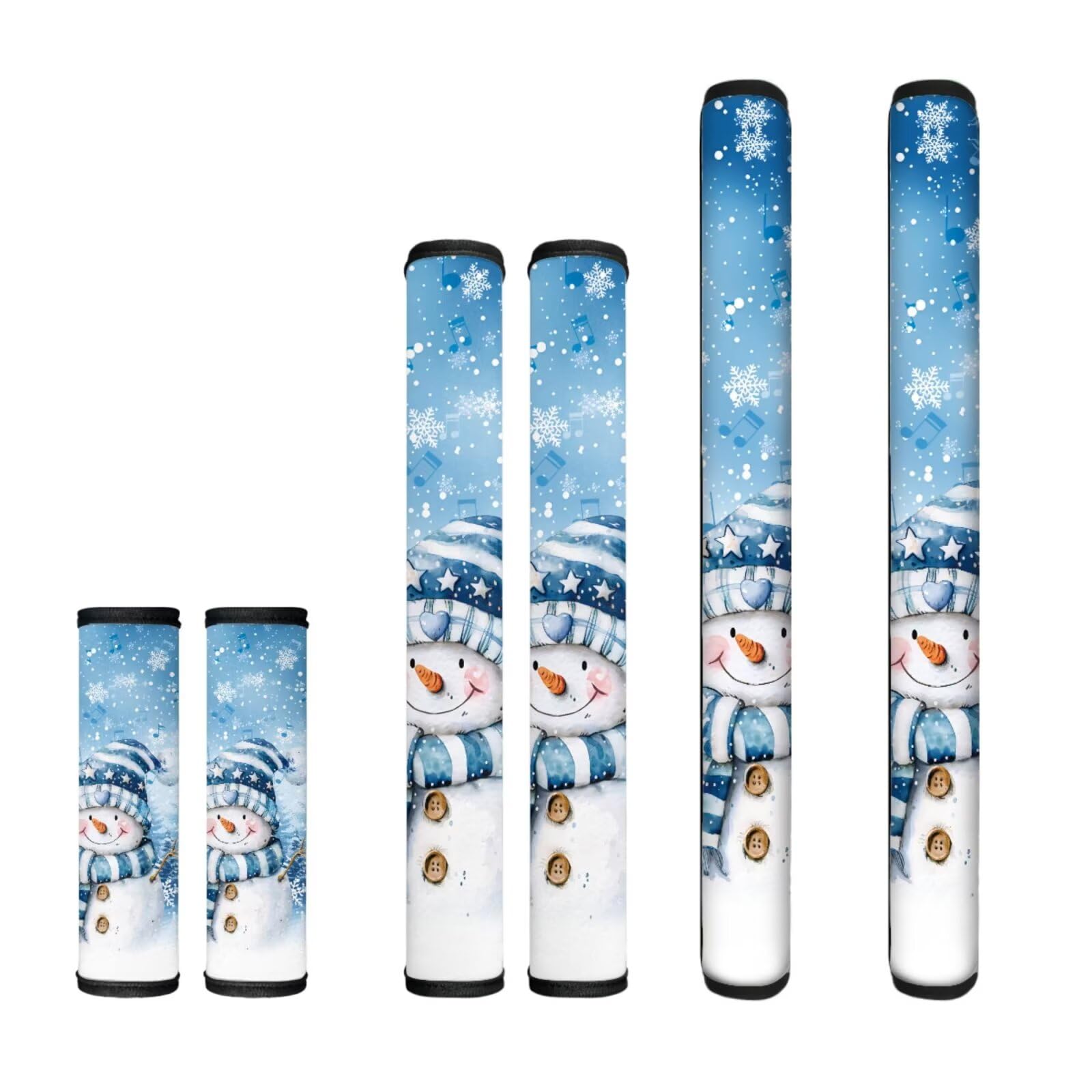 Home Kitchen Decorative Fridge Door Handle Covers Set of 6, Non Slip Kitchen Appliance Decoration for Fridge Dishwashers Microwave Christmas Snowman Blue