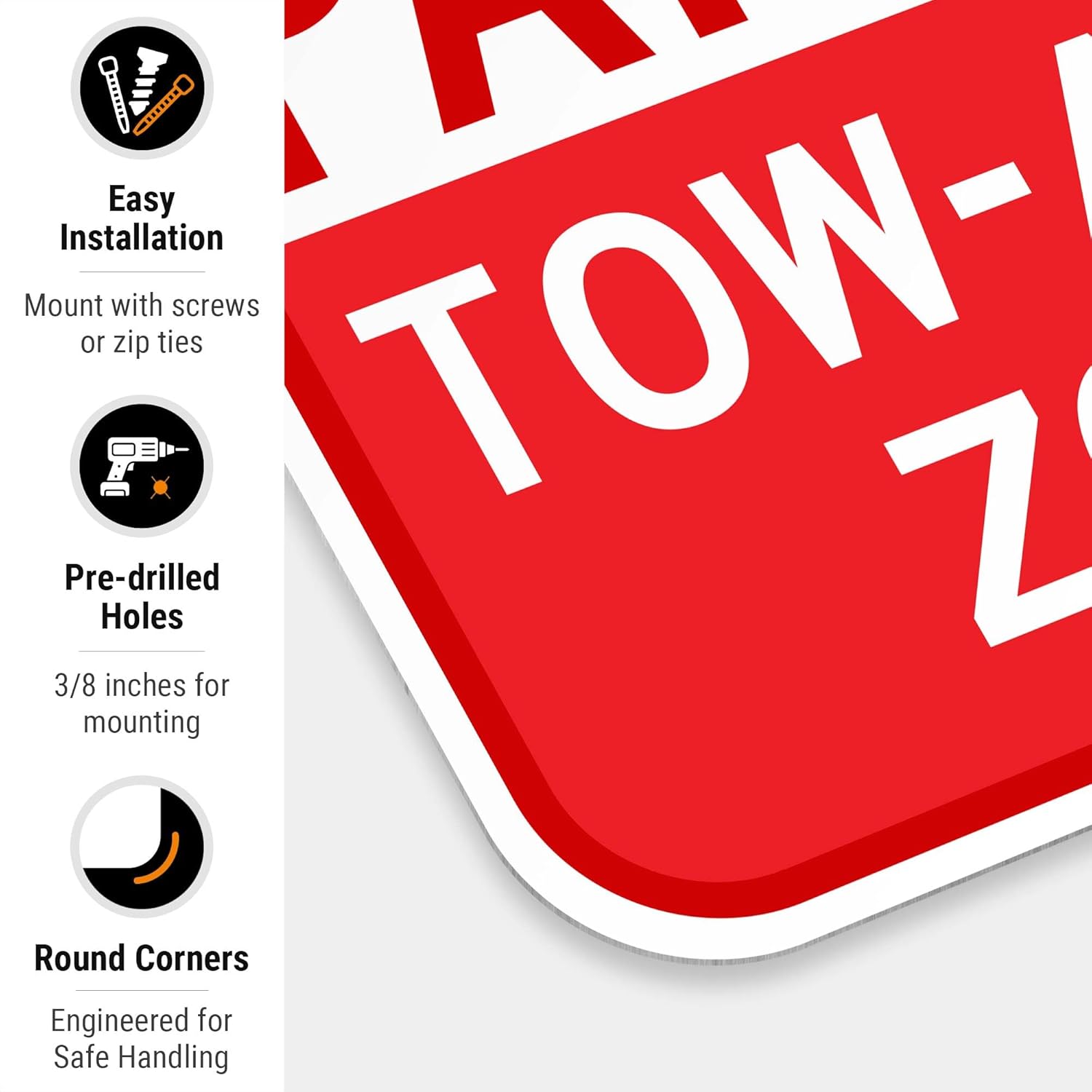 Fire Lane Header No Parking Tow Away Zone Sign, 12x18 Inches, Rust Free .063 Aluminum, Fade Resistant, Made in USA