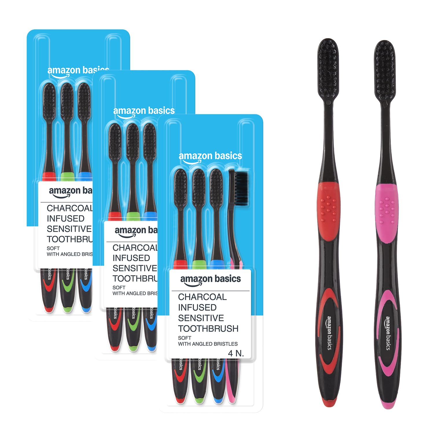 Amazon Basics Charcoal-Infused Sensitive Toothbrush at ₹189 – Amazon