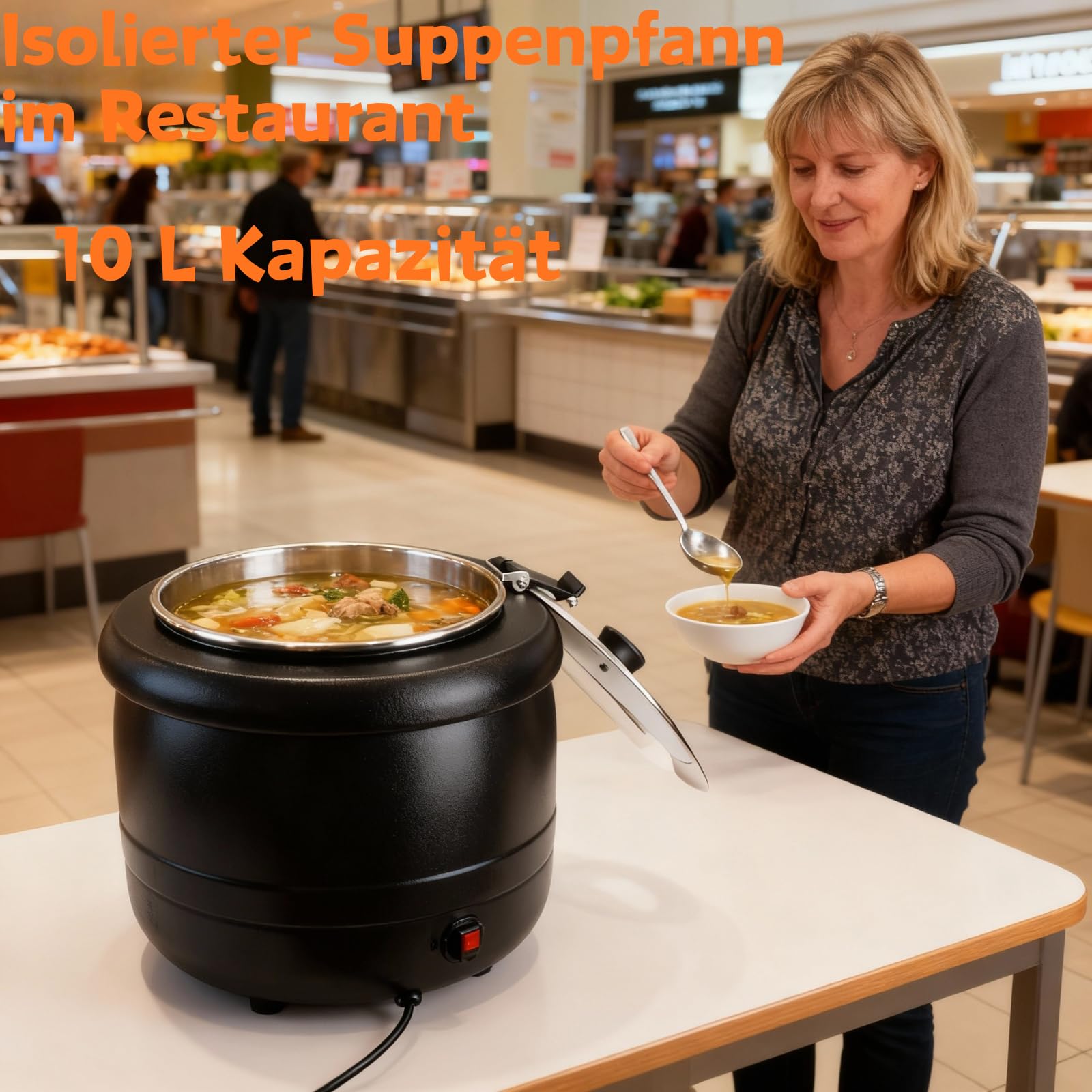 10L Podgrzewacz do Zupy Jedzenie Podgrzewacz do Zup Wyjmowany Wkład ze Stali Nierdzewnej Garnek Izolacja Termiczna Cieplejszy Garnek 400W (Wtyczka UE 220 V)