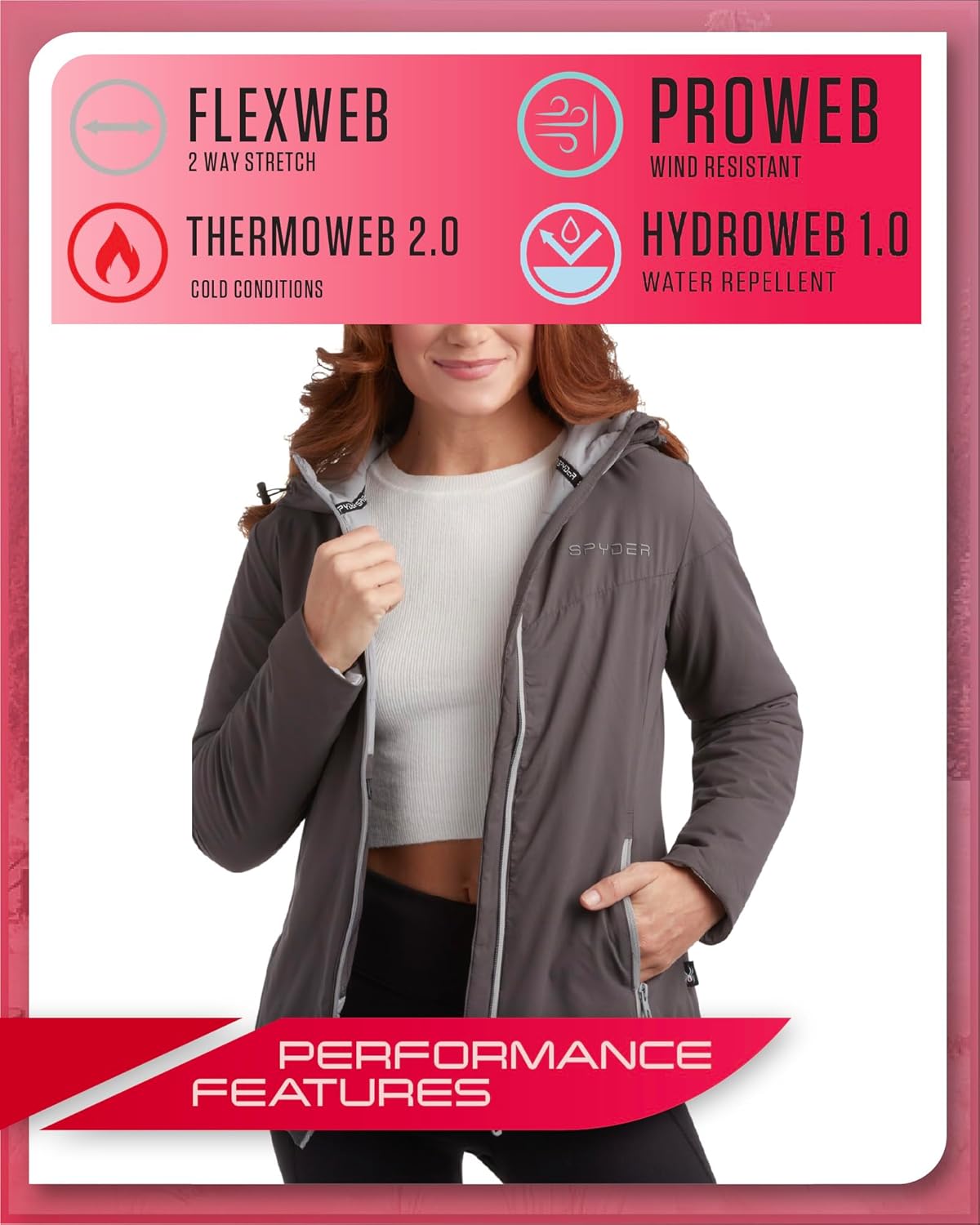 Spyder Womens Windbreaker Jacket - Lightweight Insulated Wind Resistant Waterproof Jackets for Women Zip Up Womens Jacket - Image 5