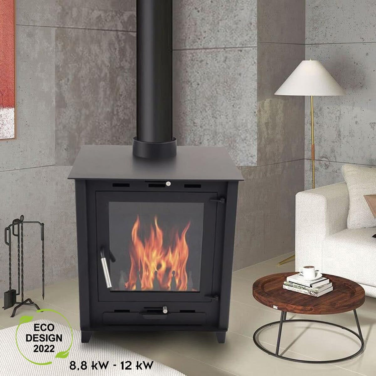 SOLARIS Poêle à bois à accumulation 8,8-12 kW - bûches de 45 cm - rendement élevé