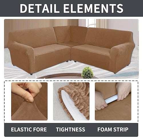 Vista 162 de LiveGo Funda para sofá esquinero, protector de terciopelo elástico para sillón reclinable, funda de sofá para sillón reclinable, juego de sala