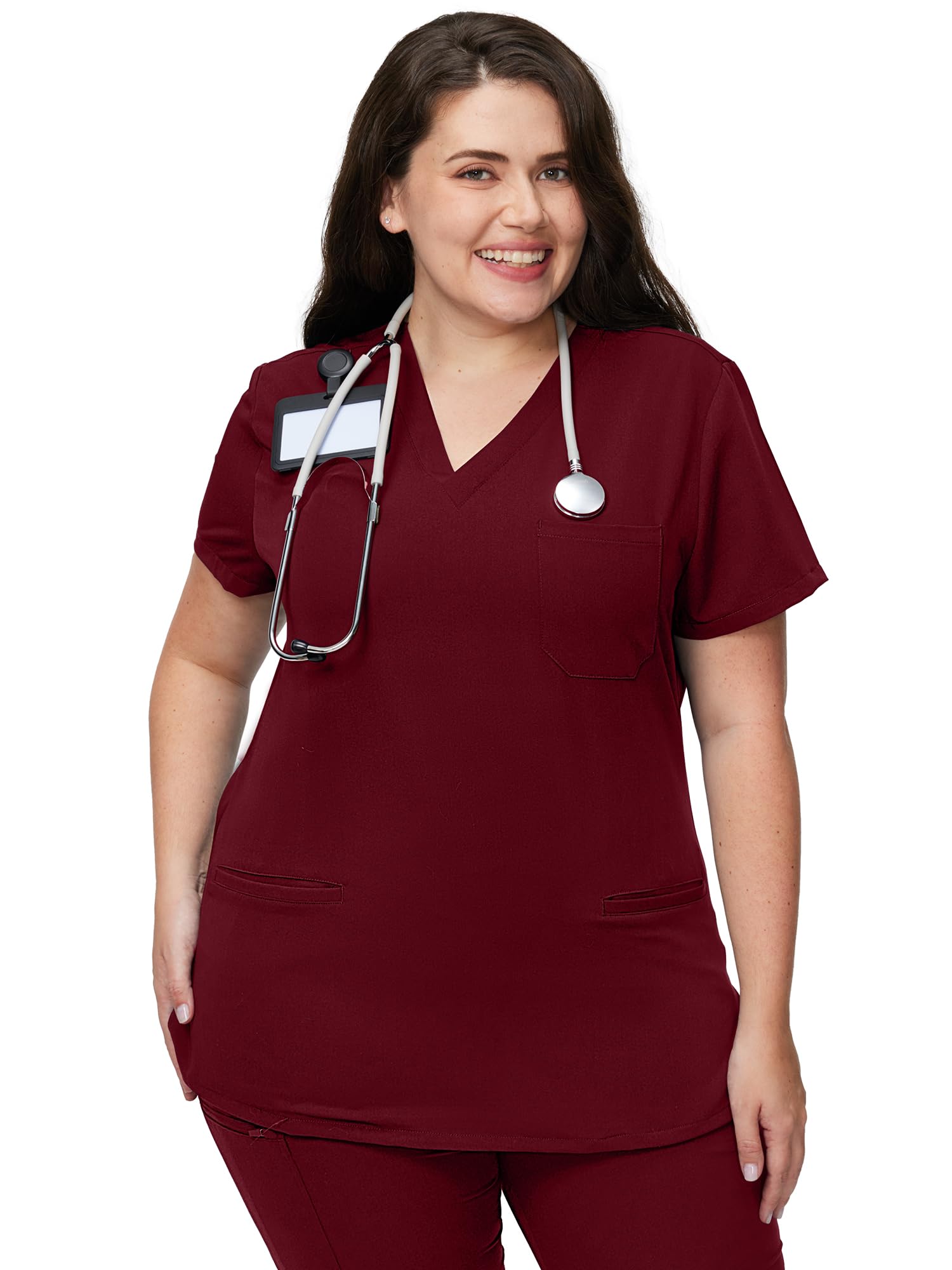 Kitmaz Medical Scrub Tops for Women - Soft Stretch V-Neck Top Scrubs with 3 Pockets