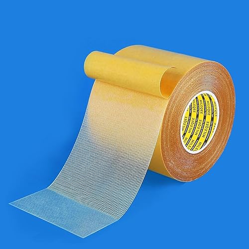 Cinta de malla de doble cara resistente, 2.4 pulgadas x 33 pies (32.8 ft), cinta adhesiva de tela de una sola cara duradera, alta adherencia fuerte