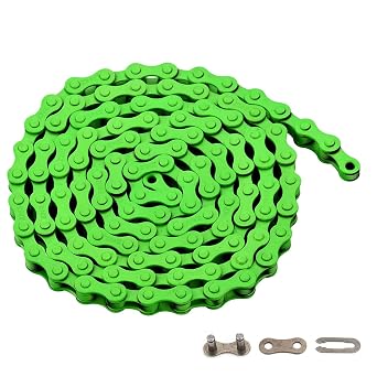 Single-Speed Bike Chain 1/2 x 1/8 Inch, 122 Links 122L, Green, 1