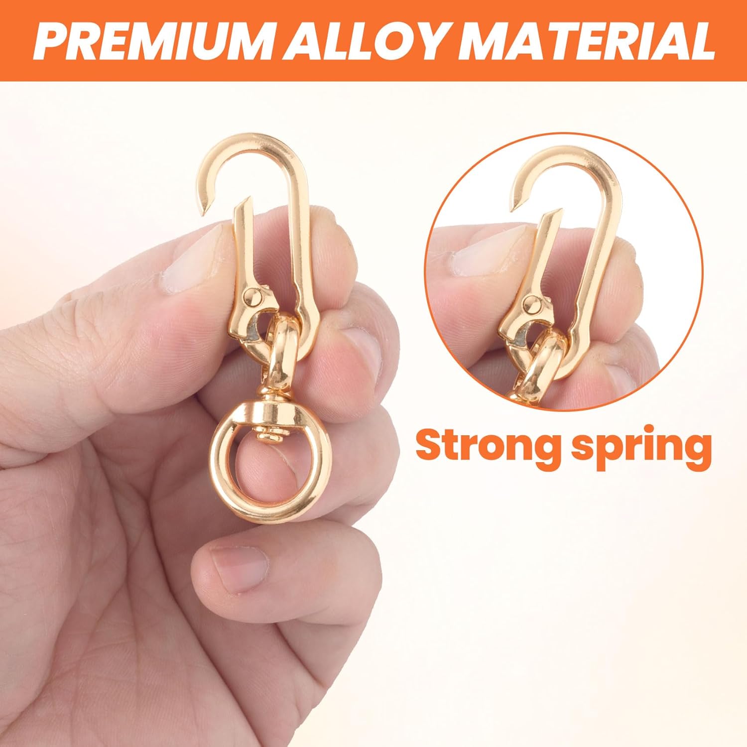 OIIKI 2 Sets Swivel Clasp Clips, Metal Swivel Snap Hook, Flexible Key Chain Clip with Key Ring for DIY Crafts, Jewelry Clasps, Lanyard Making - Gold, 2.5" x 0.79" - Image 4