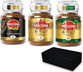 Coffee Gift Instant Luxury Bottle Popular Mocona Coffee moccona All 3 Types Indulgence 100g Classic Medium Roast 100g Espresso 100g + San Rana Exclusive Gift Box