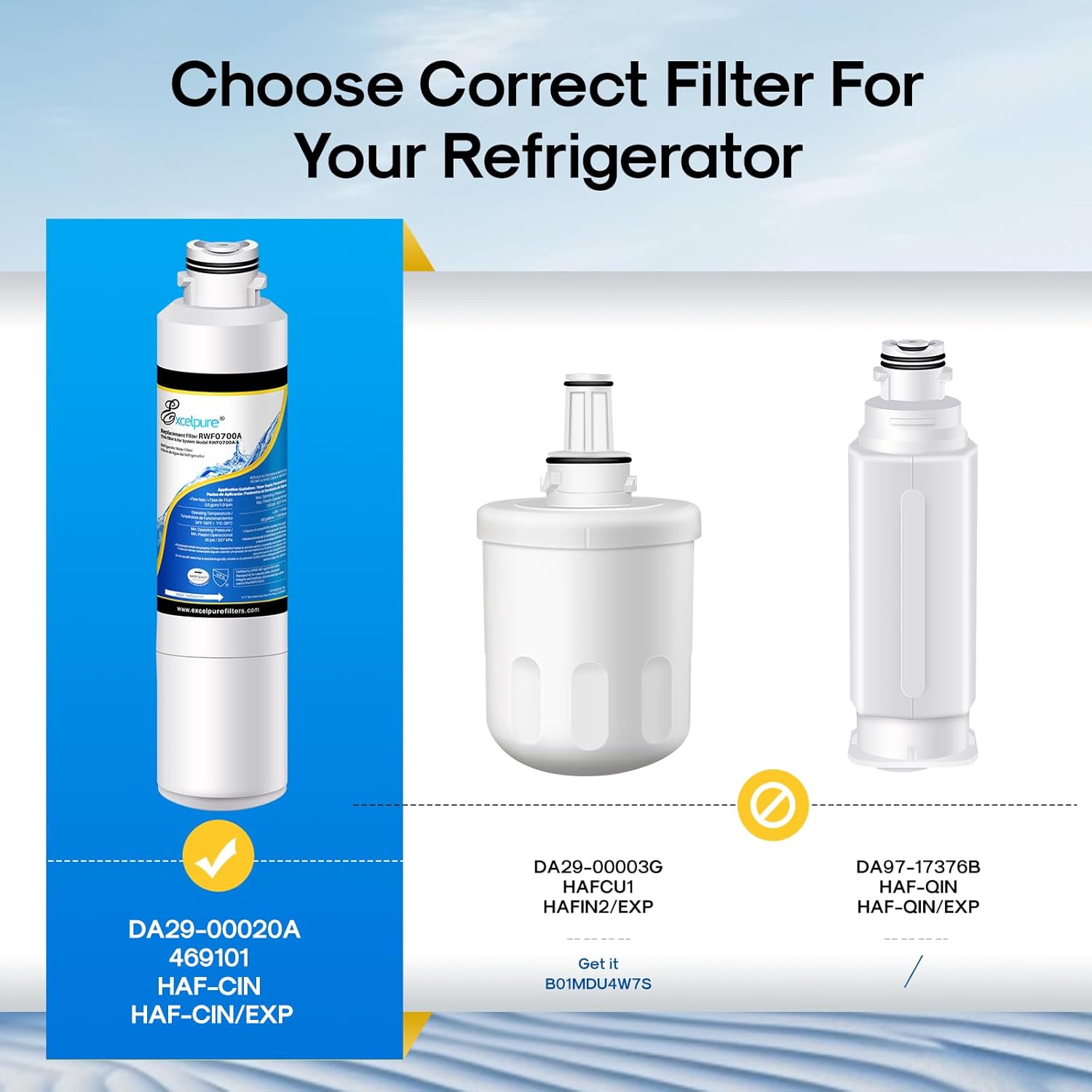 EXCELPURE DA29-00020B Replacement for Samsung HAF-CIN, RF28HMEDBSR,DA97-08006A, RF28HFEDBSR, RF28JBEDBSG, RF261BEAESR, RF4287HARS, RF263BEAESR, RF23HCEDBSR, RF28HFEDTSR,Refrigerator Water Filter,2PACK