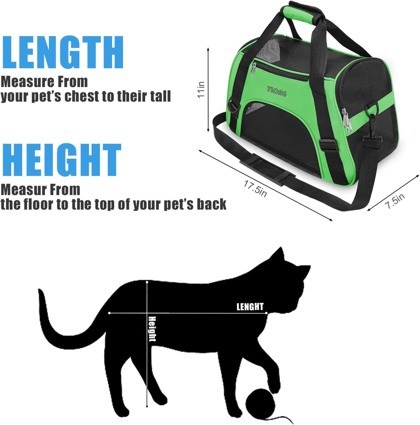 YLONG Cat Carrier Airline Approved Pet Carrier,Soft-Sided Pet Travel Carrier for Cats Dogs Puppy Comfort Portable Foldable Pet Bag,Airline Approved : Pet Supplies